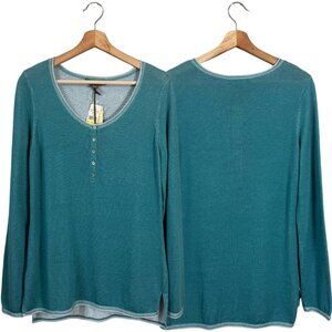 Tommy Bahama Thierry Henley Knit Sweater Pullover Women's Medium Boat Blue NWT